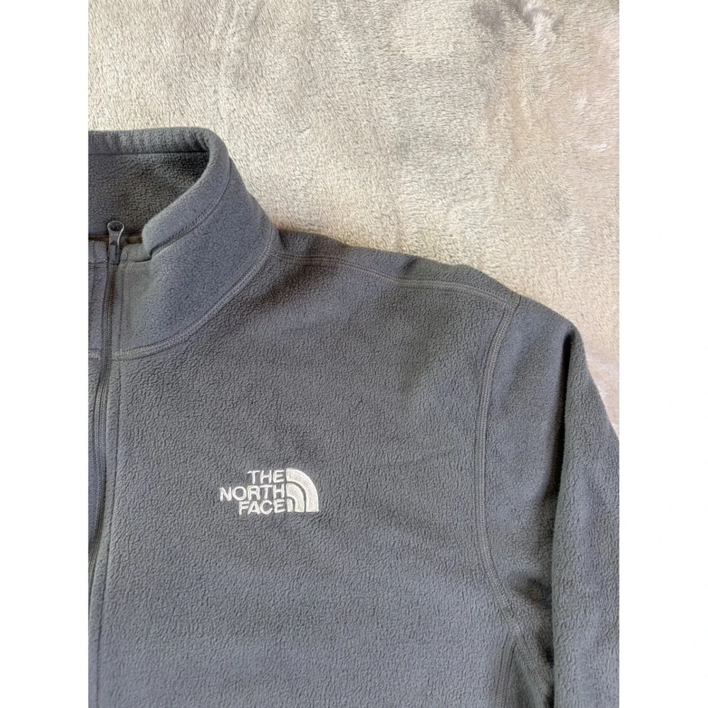 The North Face 1/4 Zip Fleece Pullover Jacket Mens M Gray Mock Neck Logo